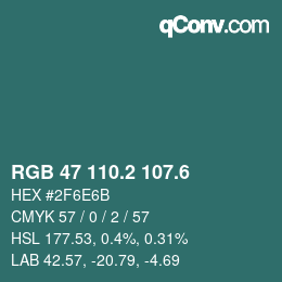 カラーコード: RGB 47 110.2 107.6 | qconv.com