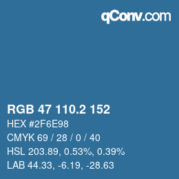 カラーコード: RGB 47 110.2 152 | qconv.com