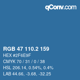 カラーコード: RGB 47 110.2 159 | qconv.com