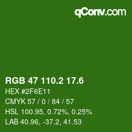 カラーコード: RGB 47 110.2 17.6 | qconv.com