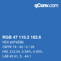 カラーコード: RGB 47 110.2 182.6 | qconv.com
