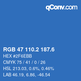 カラーコード: RGB 47 110.2 187.6 | qconv.com