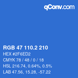 カラーコード: RGB 47 110.2 210 | qconv.com