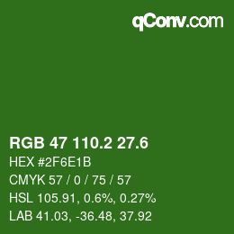 カラーコード: RGB 47 110.2 27.6 | qconv.com
