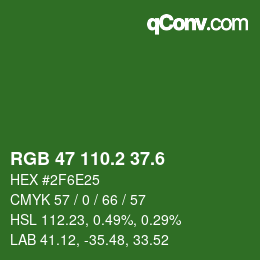 カラーコード: RGB 47 110.2 37.6 | qconv.com