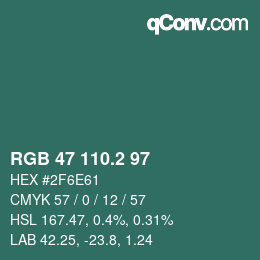 カラーコード: RGB 47 110.2 97 | qconv.com