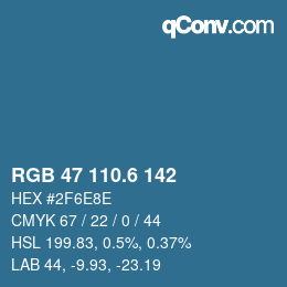 カラーコード: RGB 47 110.6 142 | qconv.com