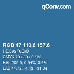 カラーコード: RGB 47 110.6 157.6 | qconv.com
