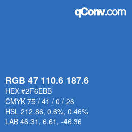 カラーコード: RGB 47 110.6 187.6 | qconv.com