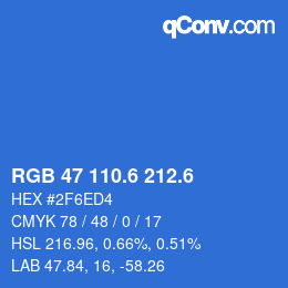 カラーコード: RGB 47 110.6 212.6 | qconv.com