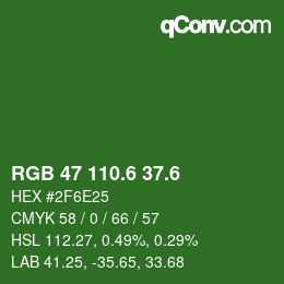 カラーコード: RGB 47 110.6 37.6 | qconv.com
