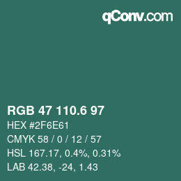 カラーコード: RGB 47 110.6 97 | qconv.com