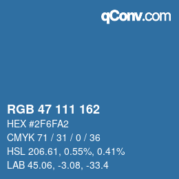 Color code: RGB 47 111 162 | qconv.com