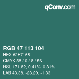 颜色代码: RGB 47 113 104 | qconv.com
