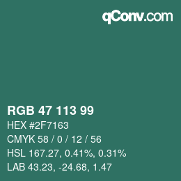 颜色代码: RGB 47 113 99 | qconv.com