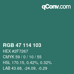 Color code: RGB 47 114 103 | qconv.com