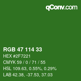 Color code: RGB 47 114 33 | qconv.com