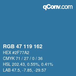 Color code: RGB 47 119 162 | qconv.com