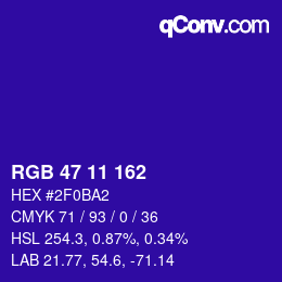 Color code: RGB 47 11 162 | qconv.com