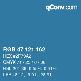 Color code: RGB 47 121 162 | qconv.com