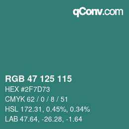 Color code: RGB 47 125 115 | qconv.com