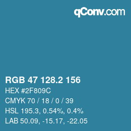 カラーコード: RGB 47 128.2 156 | qconv.com