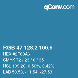 カラーコード: RGB 47 128.2 166.6 | qconv.com