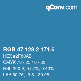 カラーコード: RGB 47 128.2 171.6 | qconv.com