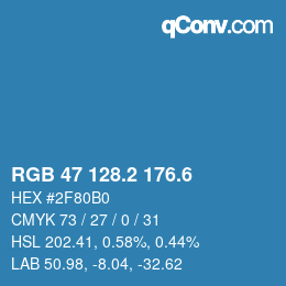カラーコード: RGB 47 128.2 176.6 | qconv.com