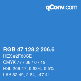 カラーコード: RGB 47 128.2 206.6 | qconv.com
