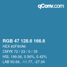 カラーコード: RGB 47 128.6 166.6 | qconv.com