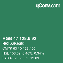 カラーコード: RGB 47 128.6 92 | qconv.com