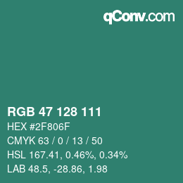 Color code: RGB 47 128 111 | qconv.com