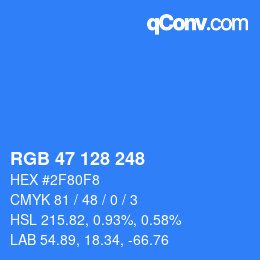 Color code: RGB 47 128 248 | qconv.com
