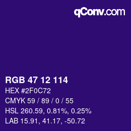 Color code: RGB 47 12 114 | qconv.com