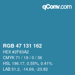 Code couleur: RGB 47 131 162 | qconv.com