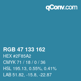 Color code: RGB 47 133 162 | qconv.com
