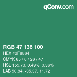 Color code: RGB 47 136 100 | qconv.com