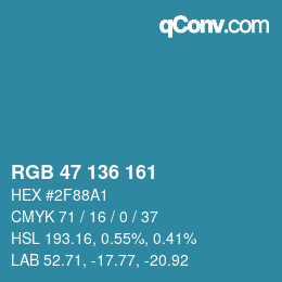 Color code: RGB 47 136 161 | qconv.com