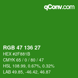 Color code: RGB 47 136 27 | qconv.com