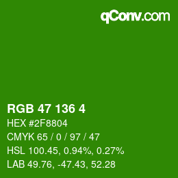 Color code: RGB 47 136 4 | qconv.com