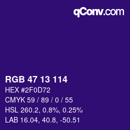 Color code: RGB 47 13 114 | qconv.com