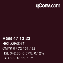 Color code: RGB 47 13 23 | qconv.com