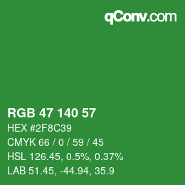カラーコード: RGB 47 140 57 | qconv.com