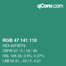 Código de color: RGB 47 141 118 | qconv.com