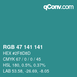 Color code: RGB 47 141 141 | qconv.com