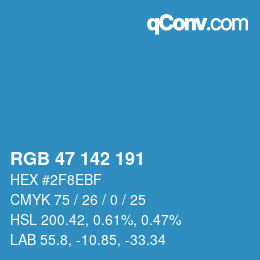 Color code: RGB 47 142 191 | qconv.com