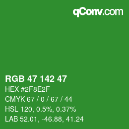Color code: RGB 47 142 47 | qconv.com