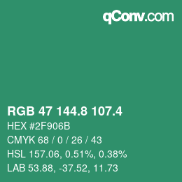 カラーコード: RGB 47 144.8 107.4 | qconv.com