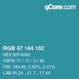 Color code: RGB 47 144 162 | qconv.com